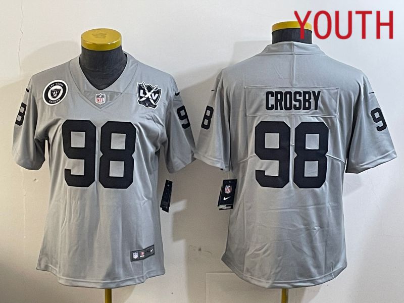 Youth Oakland Raiders #98 Crosby Grey 2024 Nike Limited NFL Jersey style 2->san francisco 49ers->NFL Jersey